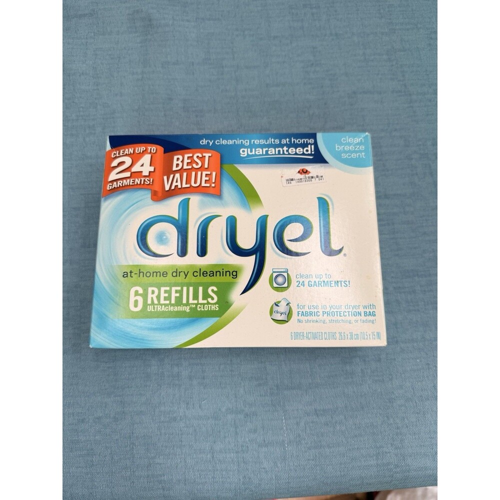DRYEL At Home Dry Cleaning Cloth Refill ULTRA Cleaning Clean Breeze Scent 6 Pack